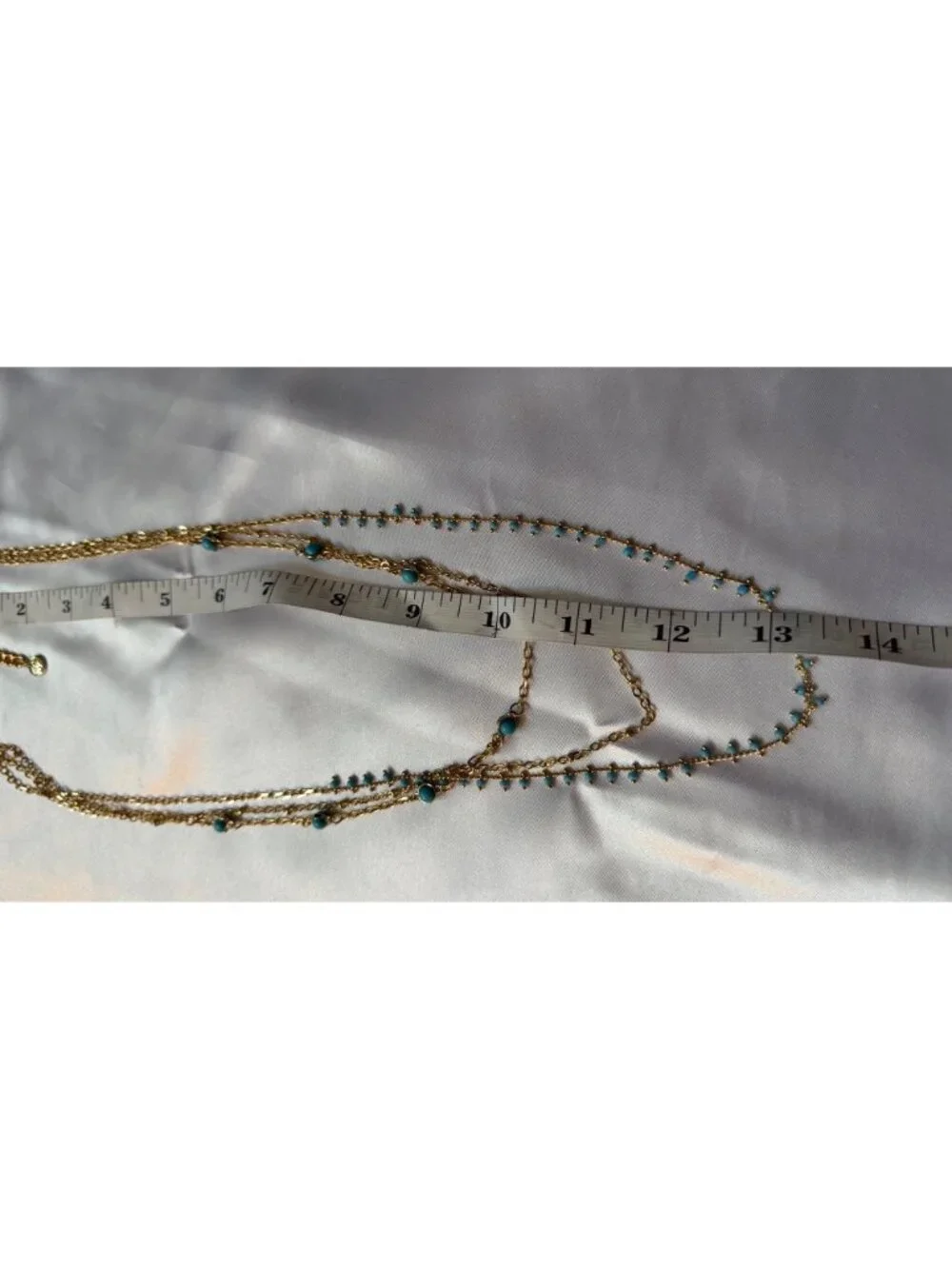 Layered Gold Chain Necklace With Turquoise Accents Adjustable Length Boho Chic
